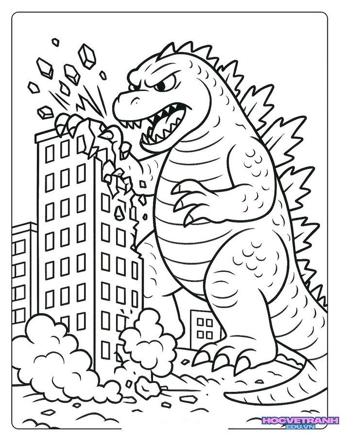 tranh tô màu godzilla oai phong