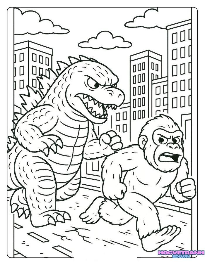 tranh tô màu godzilla oai