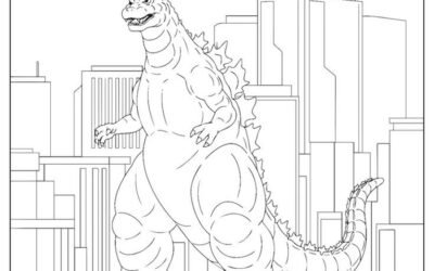 tranh tô màu godzilla phá thành phố
