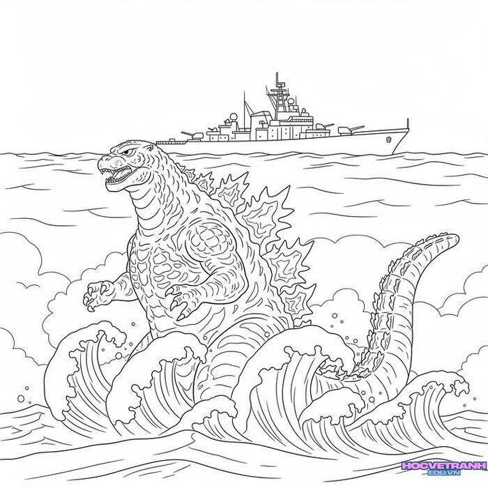 tranh tô màu godzilla phong cách chibi