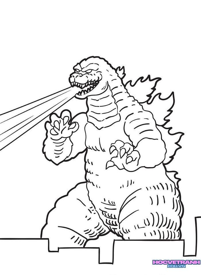 tranh tô màu godzilla phun lửa