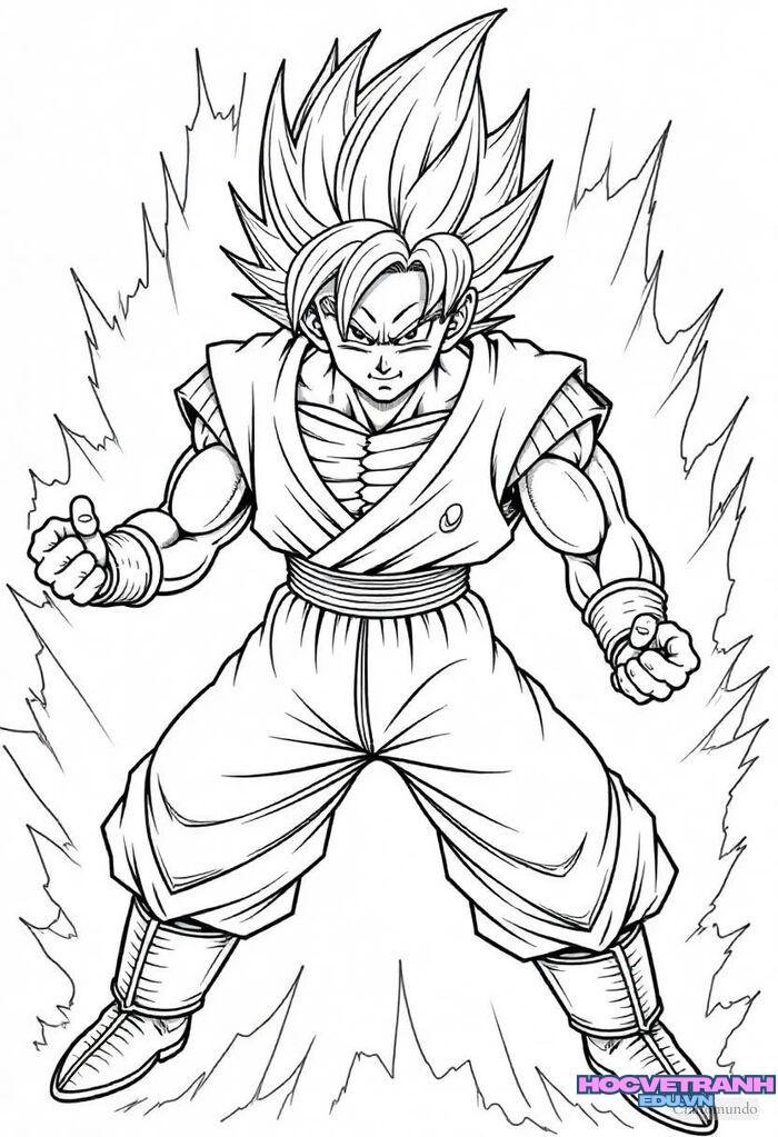 tranh tô màu goku blue chibi