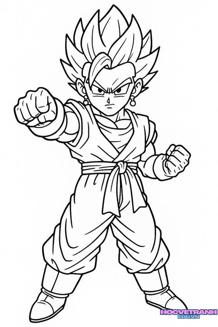 tranh tô màu goku blue chiến đấu