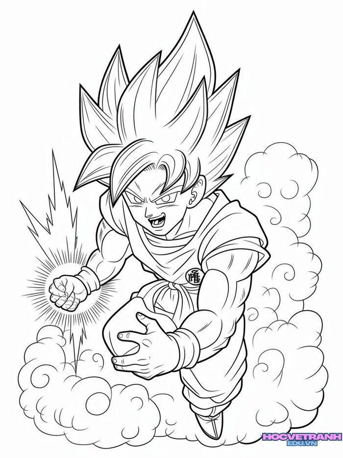 tranh tô màu goku blue cho trẻ em
