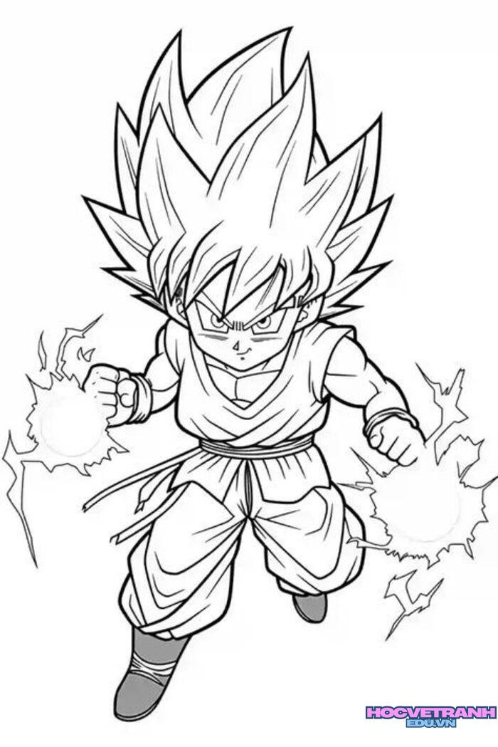 tranh tô màu goku blue dễ in