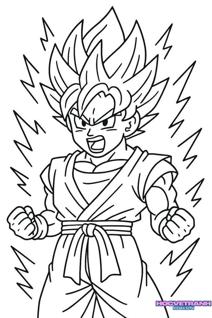 tranh tô màu goku blue dễ tô