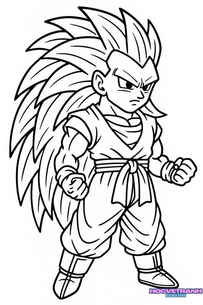 tranh tô màu goku blue đơn giản