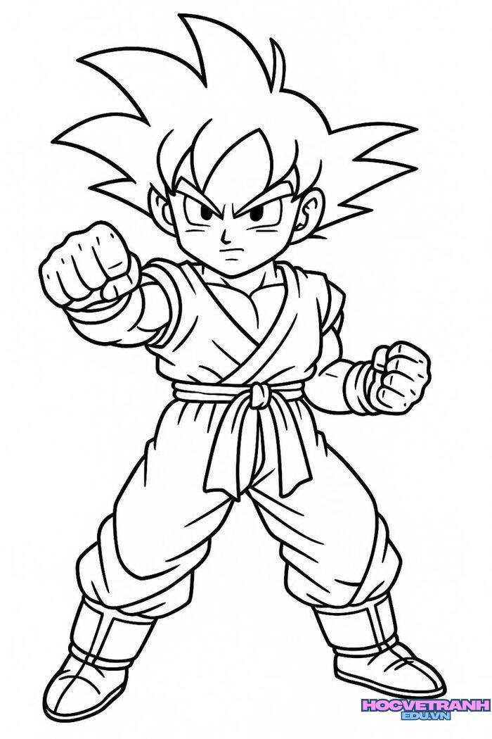 tranh tô màu goku blue đơn nét