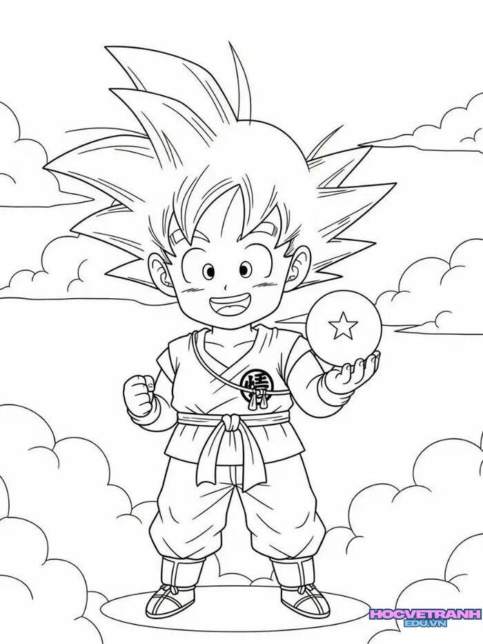 tranh tô màu goku blue dragon ball đẹp