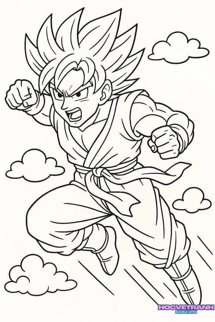 tranh tô màu goku blue hoạt hình
