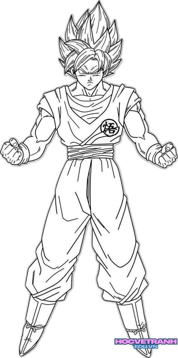 tranh tô màu goku blue ít chi tiết