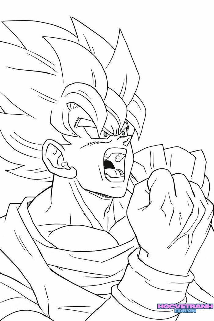 tranh tô màu goku blue mầm non