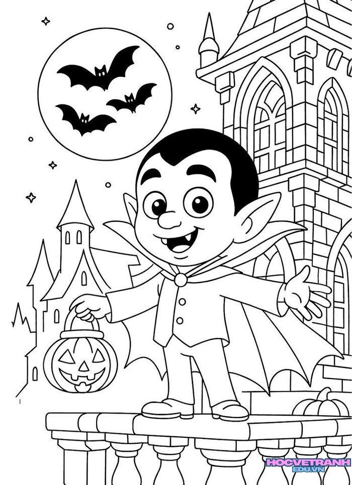 tranh tô màu halloween bí ngô