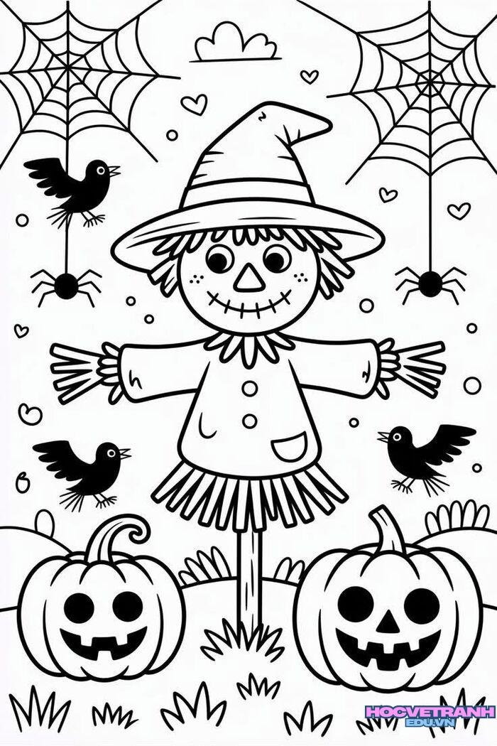 tranh tô màu halloween chủ đề lễ hội