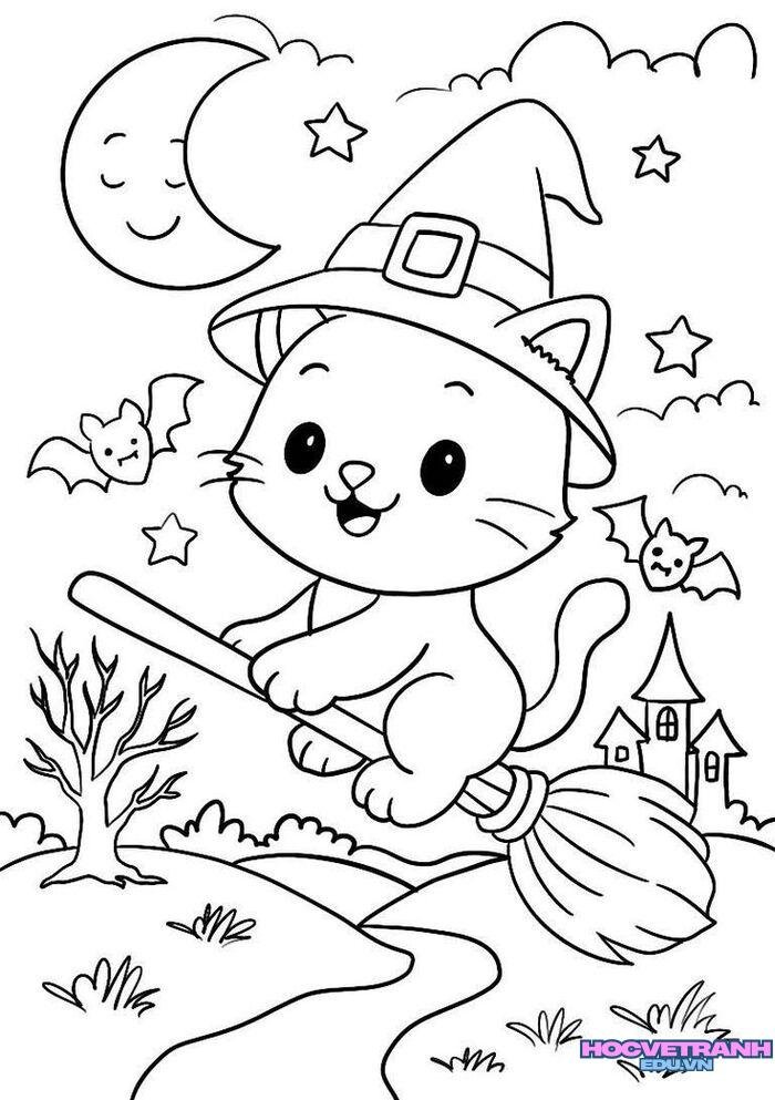 tranh tô màu halloween dễ in