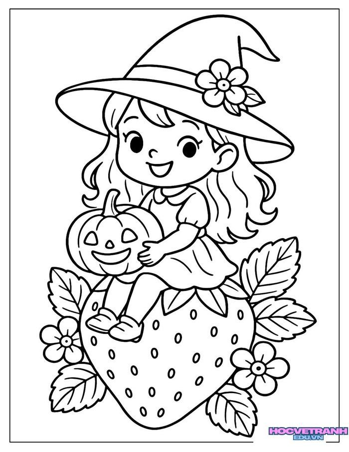 tranh tô màu halloween dễ thương