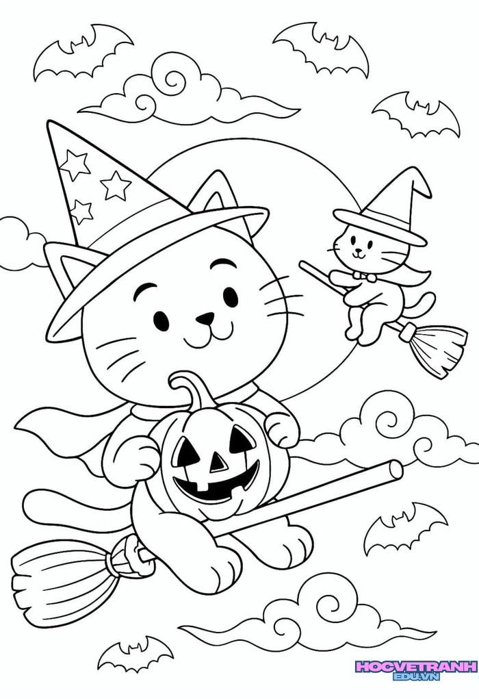 tranh tô màu halloween dễ tô