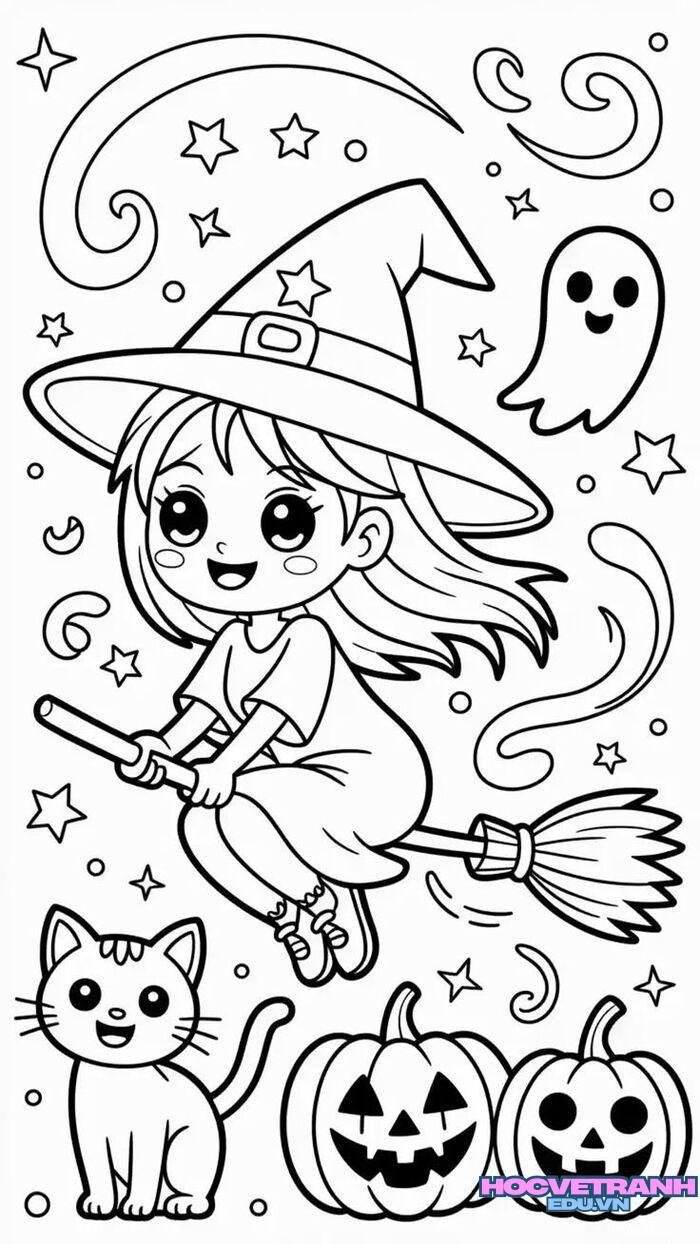 tranh tô màu halloween đơn giản