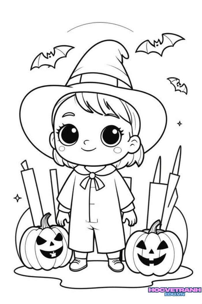 tranh tô màu halloween ít chi tiết