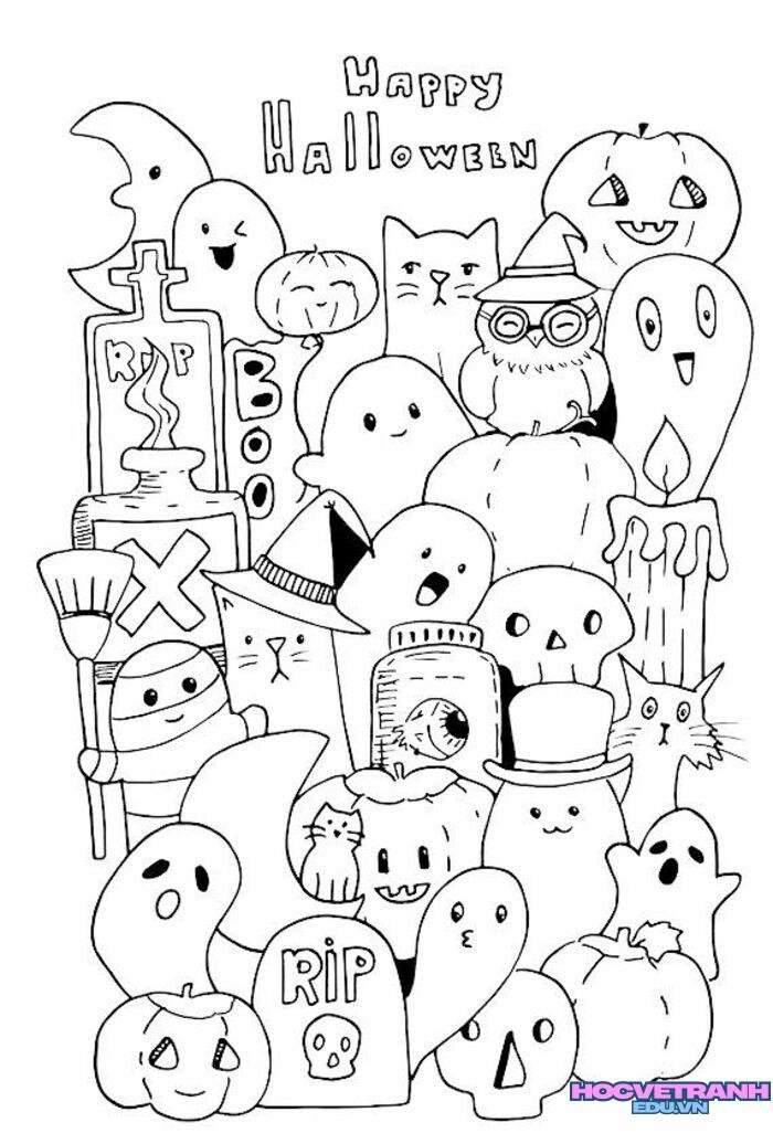 tranh tô màu halloween trẻ em