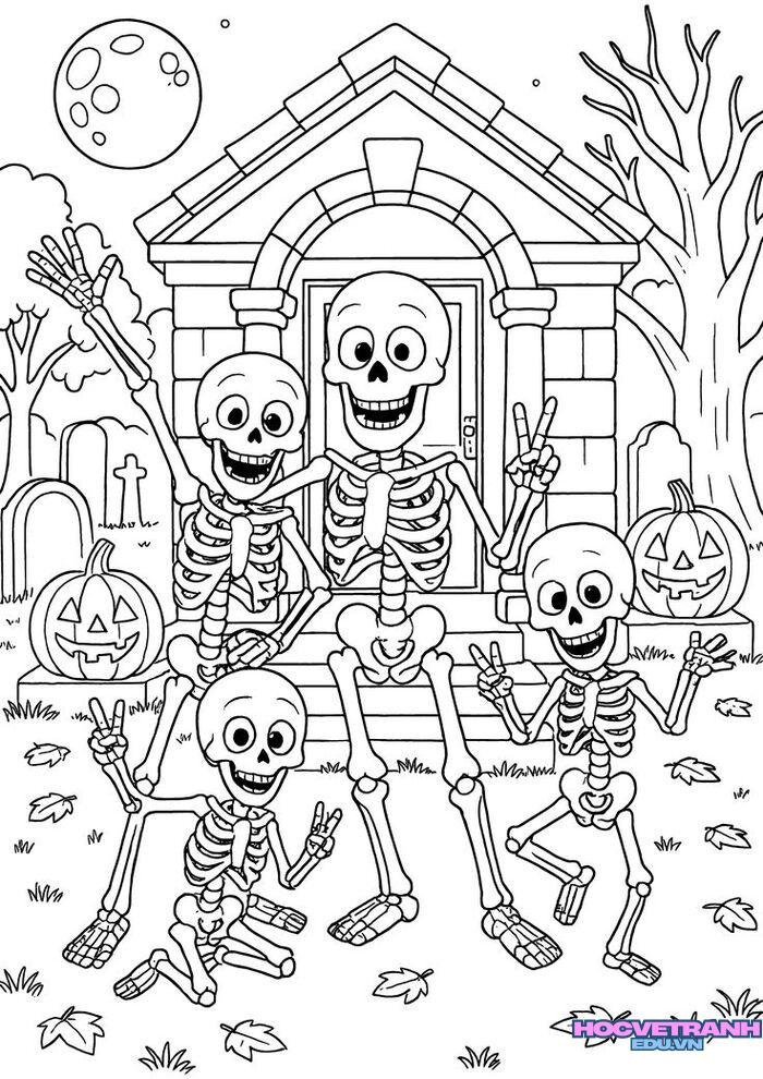 tranh tô màu halloween vui nhộn