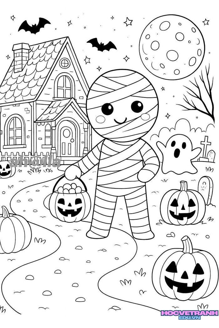 tranh tô màu halloween