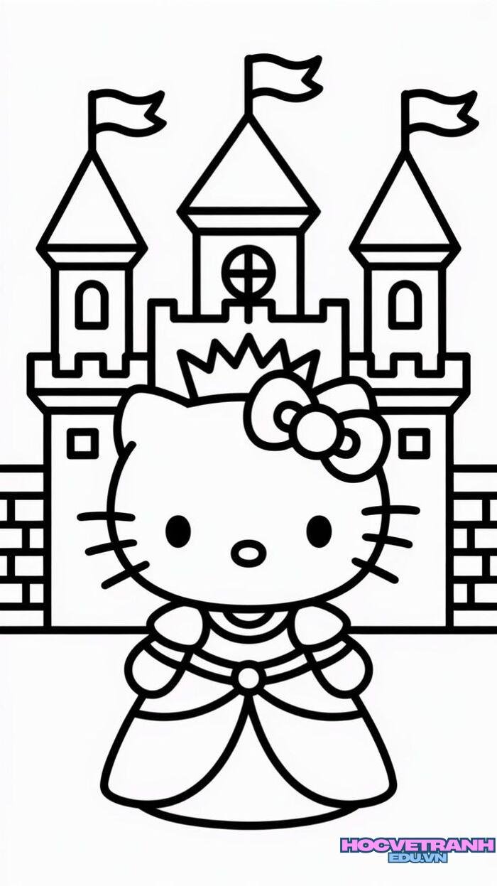 tranh tô màu hello kitty bạn bè