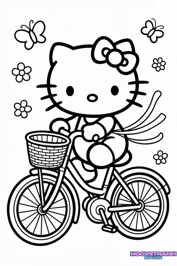 tranh tô màu hello kitty chibi