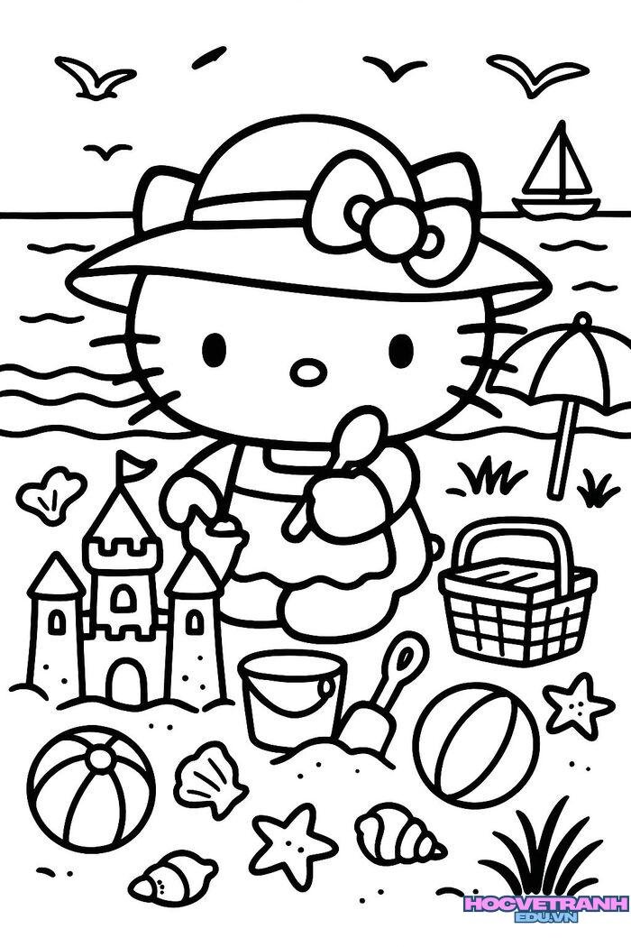 tranh tô màu hello kitty cute nhất