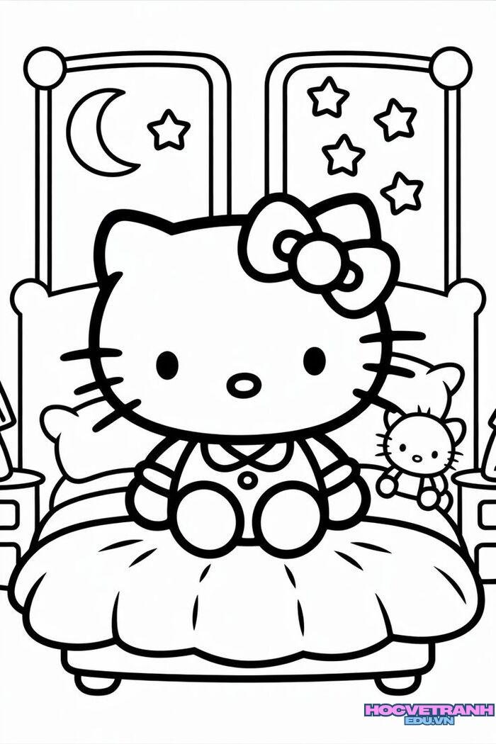 tranh tô màu hello kitty nét to