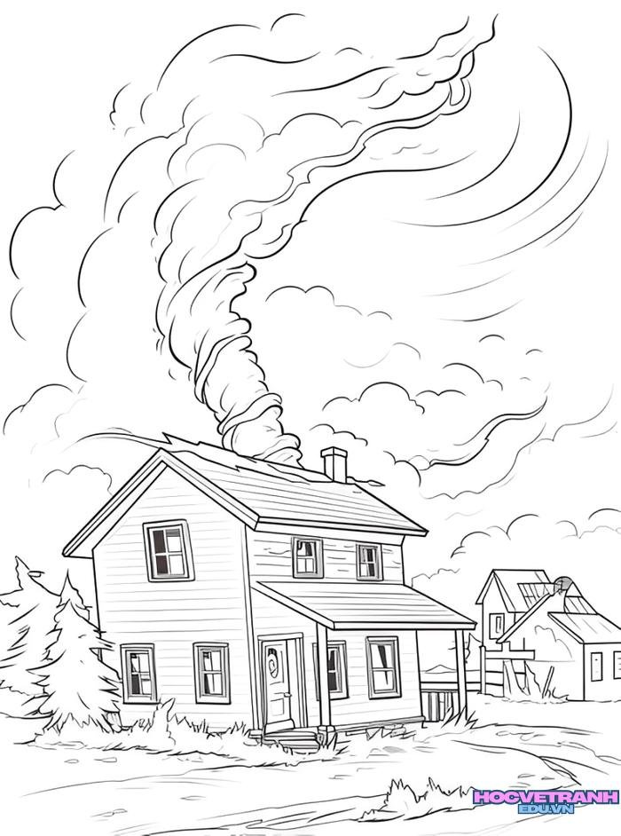 tranh tô màu hiện tượng tự nhiên lốc xoáy