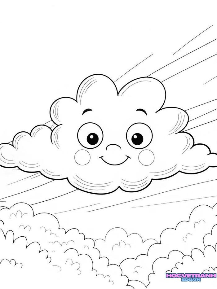 tranh tô màu hiện tượng tự nhiên mây trắng