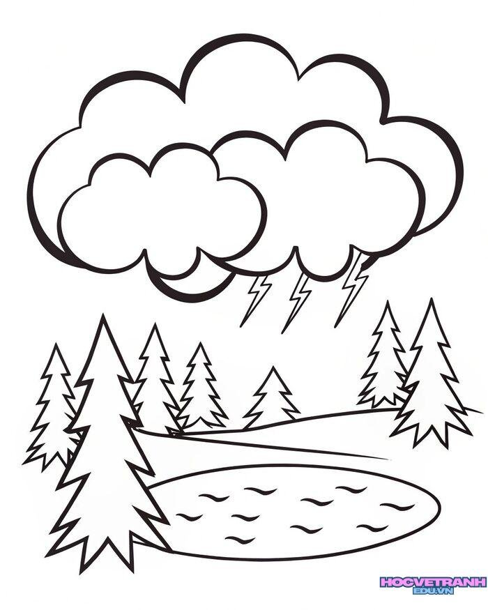 tranh tô màu hiện tượng tự nhiên sấm sét
