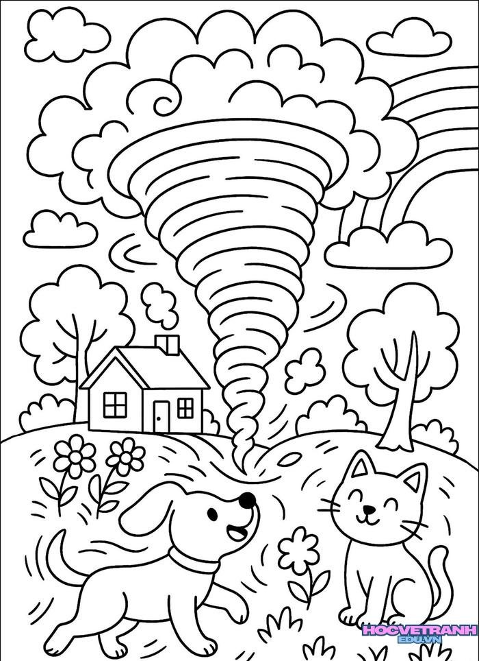 tranh tô màu hiện tượng tự nhiên tiểu học