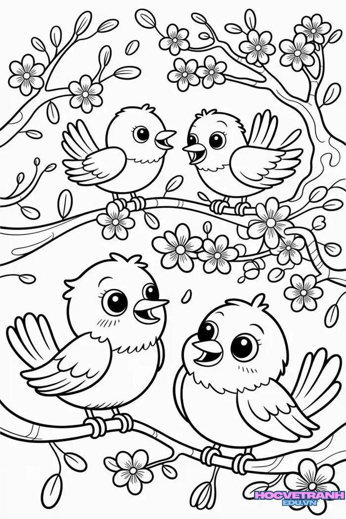 tranh tô màu hoa mai đơn giản