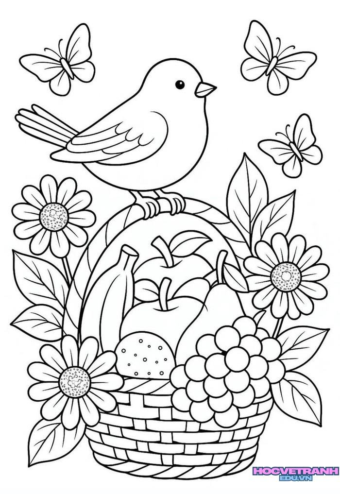 tranh tô màu hoa quả cho bé
