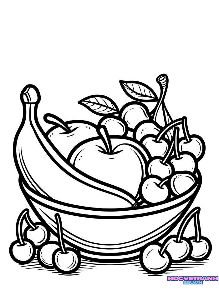 tranh tô màu hoa quả chủ đề thực phẩm