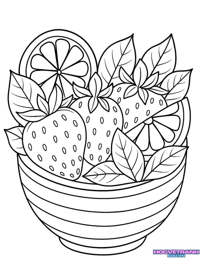 tranh tô màu hoa quả mầm non
