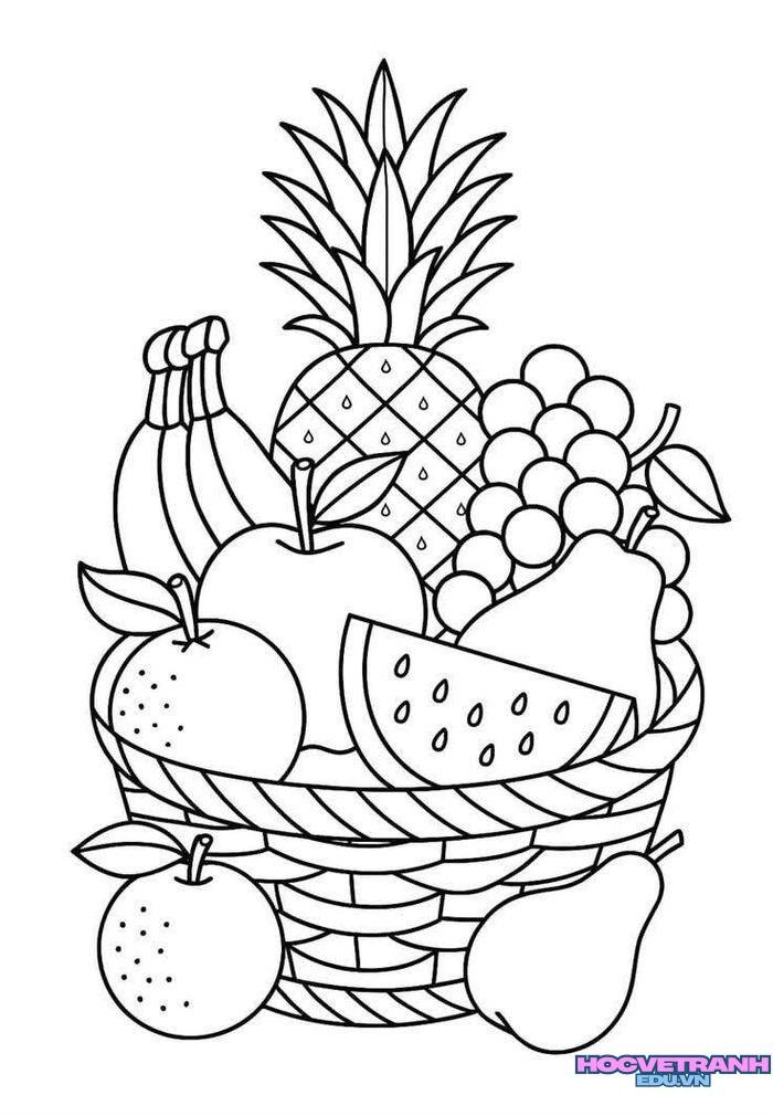 tranh tô màu hoa quả miễn phí