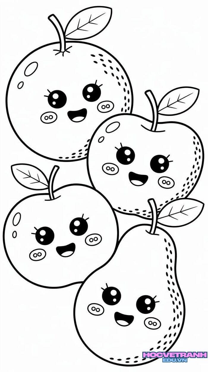 tranh tô màu hoa quả nền trắng