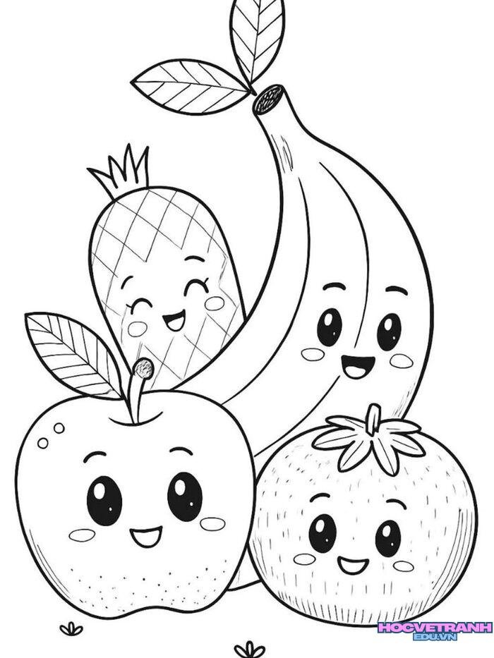 tranh tô màu hoa quả nhận biết màu sắc