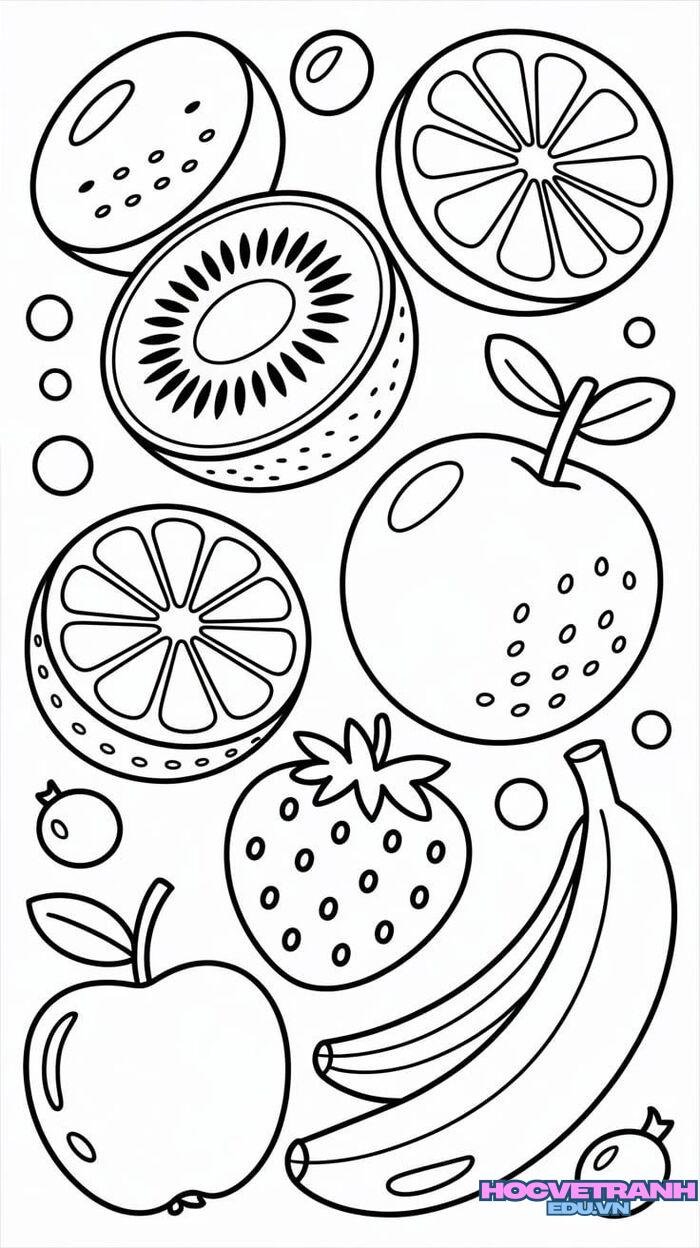 tranh tô màu hoa quả quen thuộc