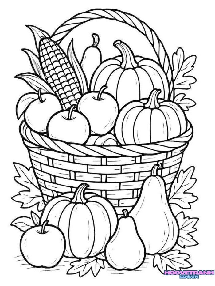 September Coloring Pages – 30. Harvest Basket