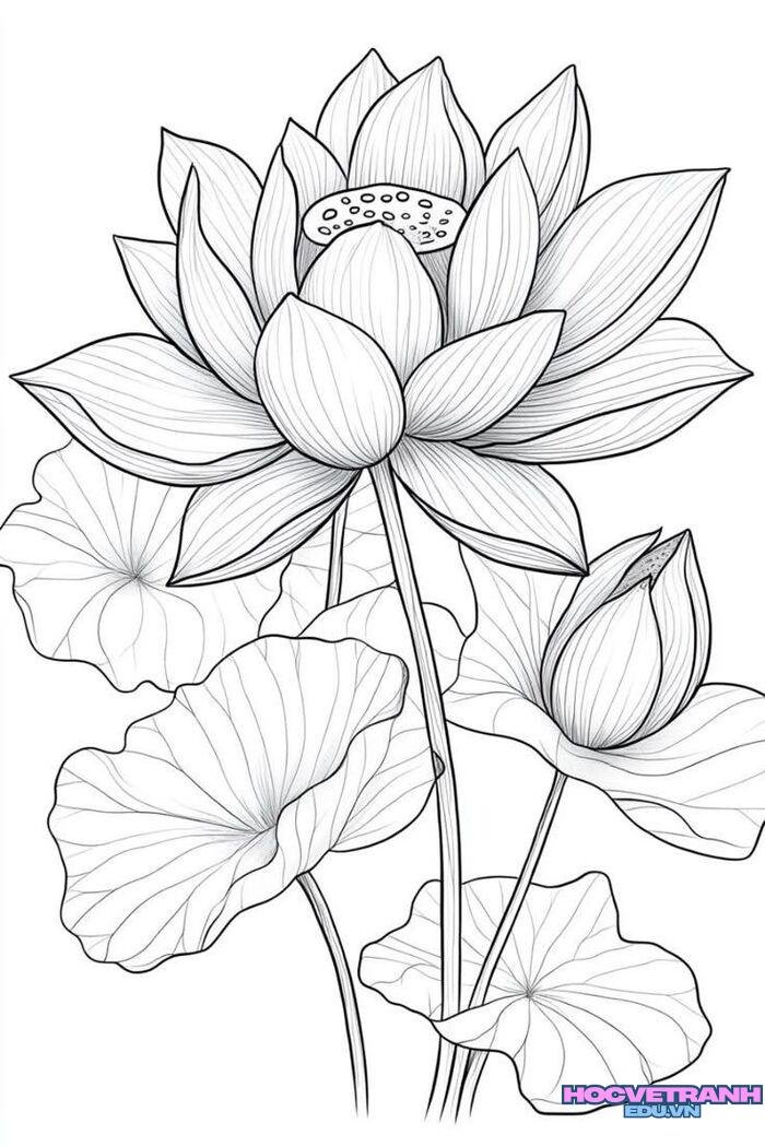 tranh tô màu hoa sen
