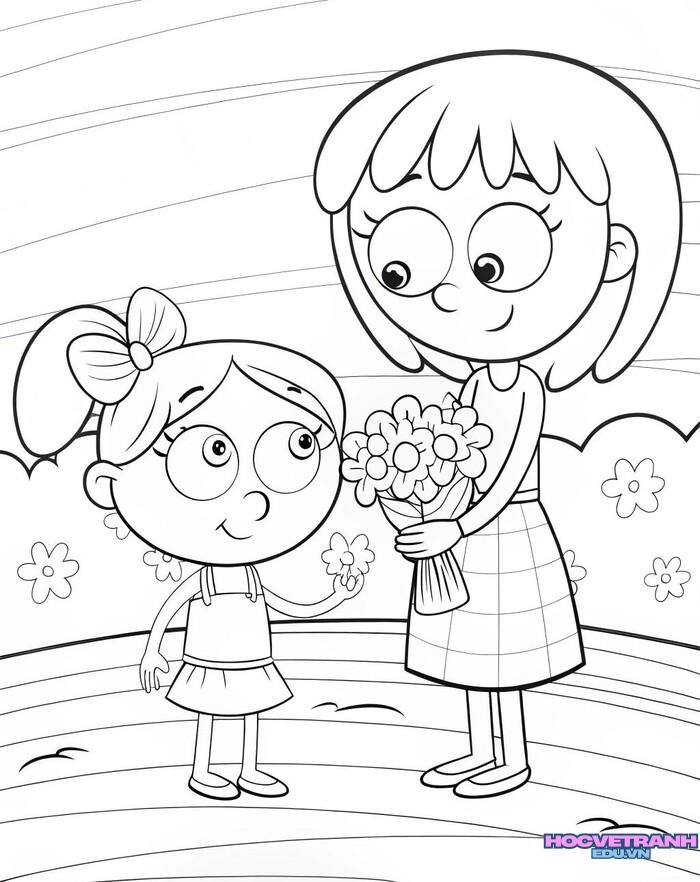 tranh tô màu hoa tặng mẹ 8 tháng 3