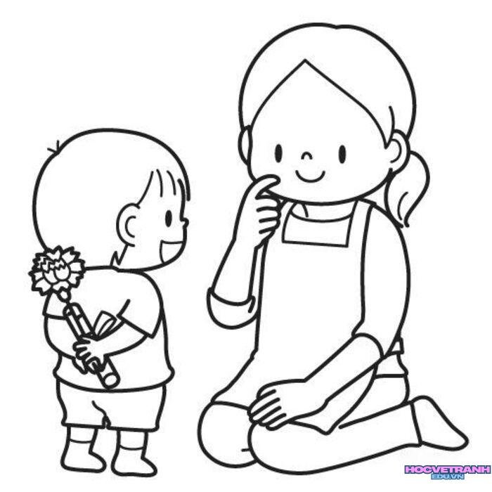 tranh tô màu hoa tặng mẹ cho lớp học