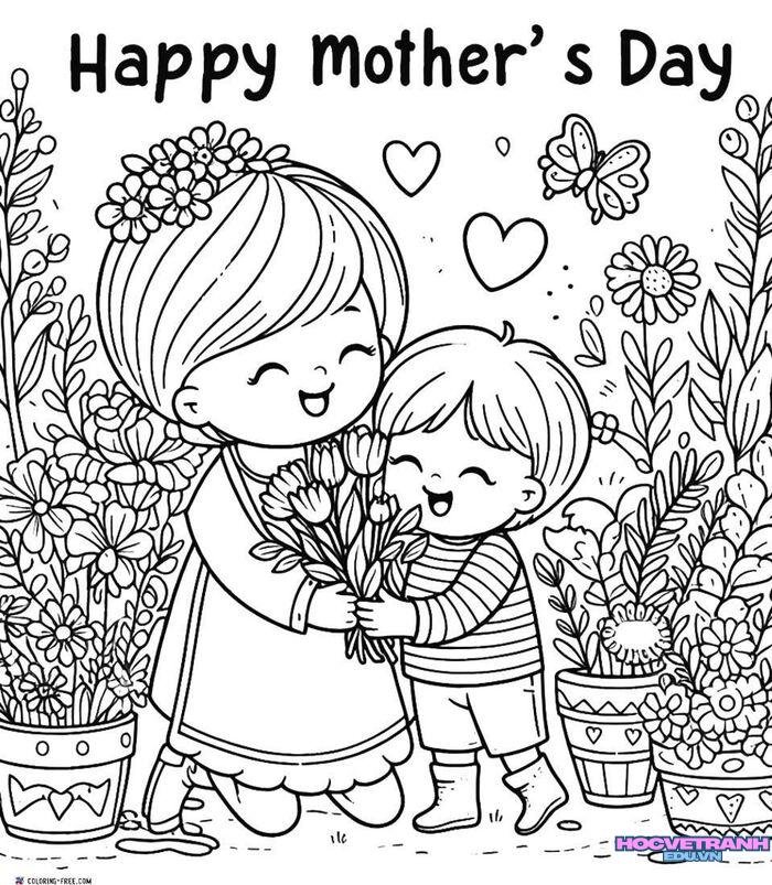 tranh tô màu hoa tặng mẹ ít chi tiết