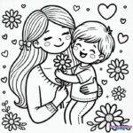 Mẫu tranh tô màu hoa tặng mẹ cực dễ thương để bé làm quà