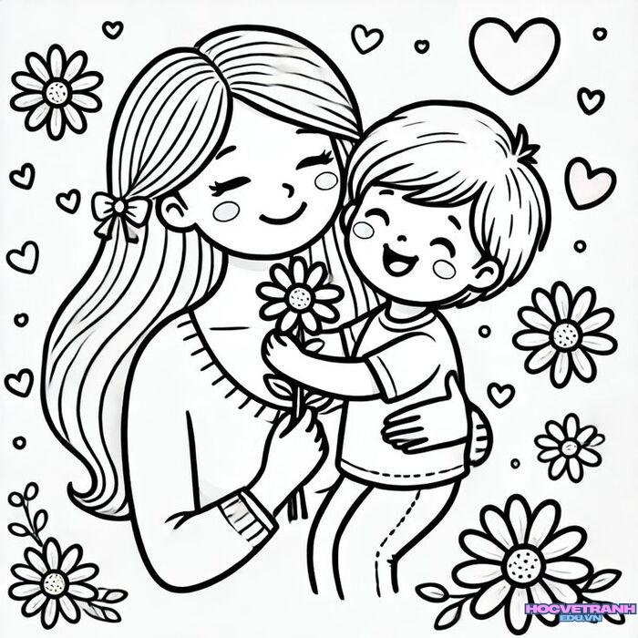 tranh tô màu hoa tặng mẹ ý nghĩa