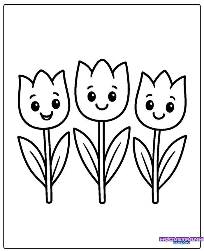 tranh tô màu hoa tulip giáo dục